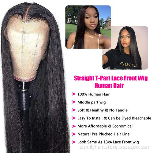 Shmily Virgin Brazilian 30 Inch Straight Body Wave Human Hair Wig Transparent Hd Lace Front Wigs 13X4X1 T Part Human Hair Wig